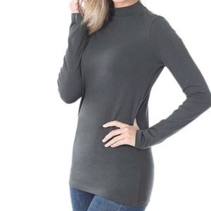 Sz XL Mock Turtleneck/Long Sleeved Top/Dark Grey by Zenana